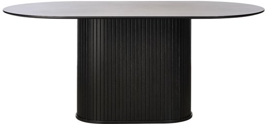 Foto: Giga living ovale eettafel nola 180x95x75cm zwart eiken fineer kolompoot 4 6 personen