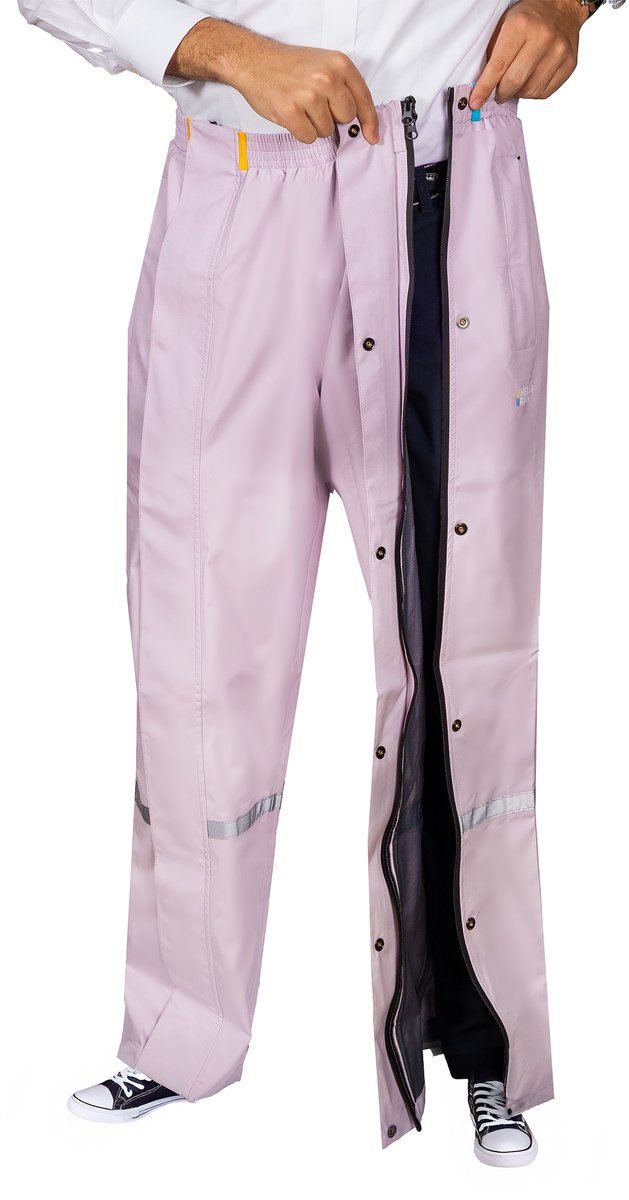 Hello Rain Premium Regenbroek Lichtroze XS – Waterdicht – Volledige Zijritsen – Zonder Schoenen Uit te Trekken