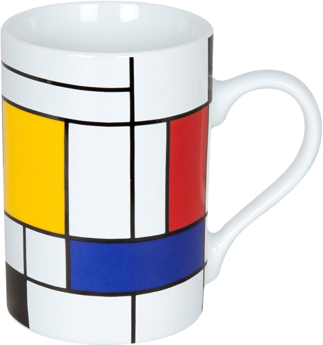 Könitz Mok Hommage aan Mondriaan - Grote Fragmenten Mok, koffiemok, koffiekop, koffiekop, theekop, porselein, kleurrijk, 240 ml, 11 1 003 1908