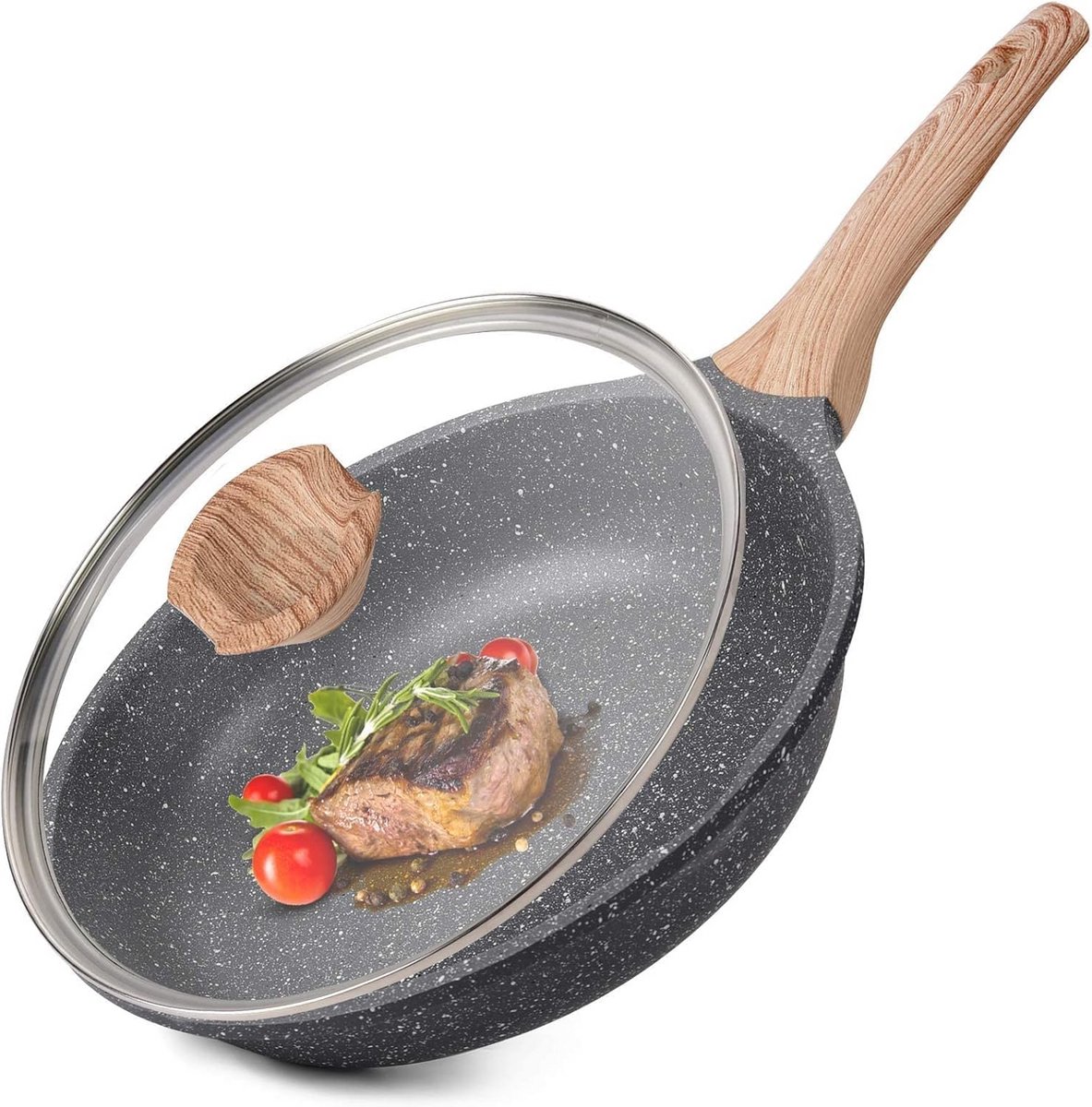 Koekenpan 20 cm Met Anti-Aanbaklaag en Soft-Touch Handvat - Inclusief Deksel