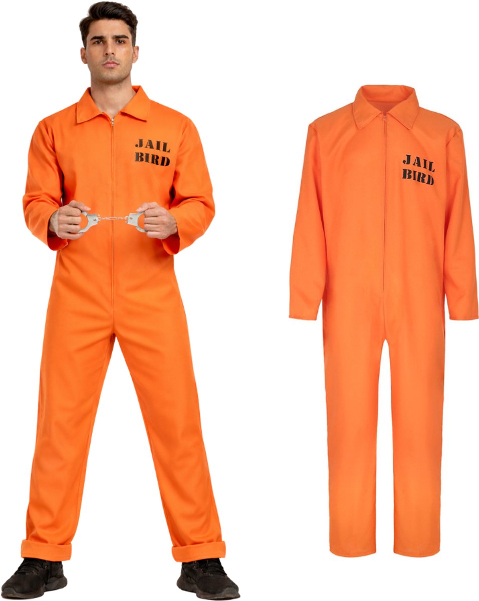 Joya Party® Boevenpak Volwassenen | Oranje overall | Gevangenis kostuum | Carnavalskleding Heren | Carnaval kostuum | Verkleedkleren Mannen | Heren en Dames | Maat XXL