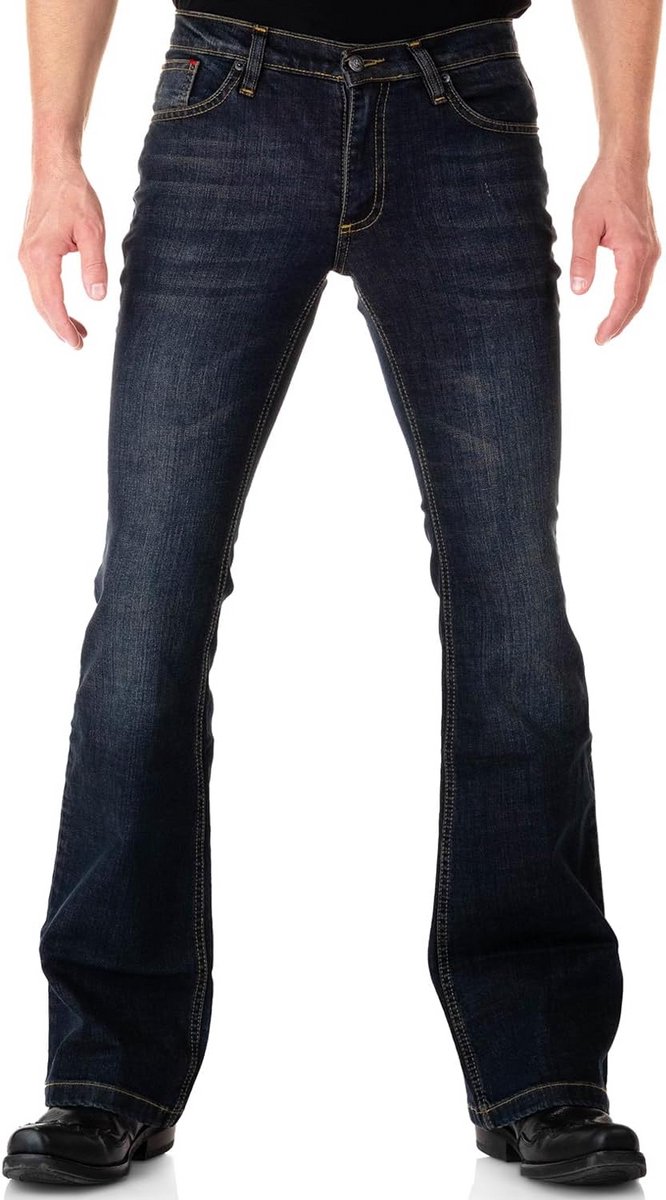 Bootcut Jeans voor Heren Donkerblauw Vintage Stijl Katoen Elastaan