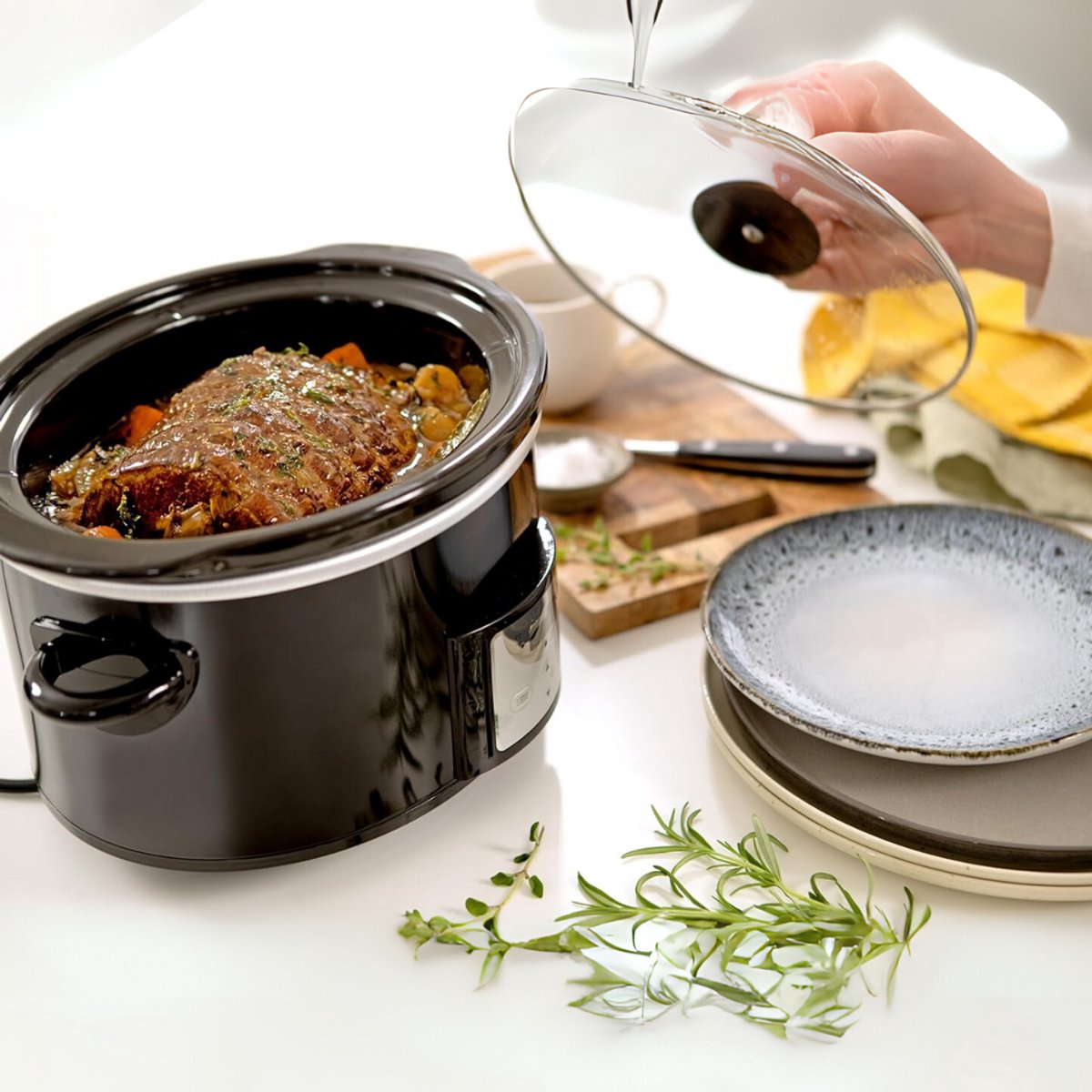 Aurixi® Slowcooker met Timer - Zwart 31cm x 22cm x 30cm - afbeelding 2