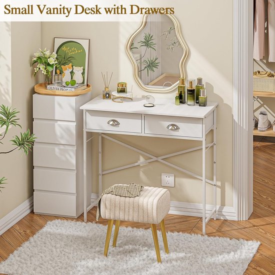 Make uptafel Zonder Spiegel 80x40x76 Cm Compacte Schminktafel Met 2 make-uptafel-zonder-spiegel-80x40x76-cm-compacte-schminktafel-met-2