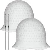 2 Stuks - Haar Highlight Cap - Met Ijzeren Haak - highlight set - siliconen highlight cap - Herbruikbare Haarkleur Cap - Blondeermuts voor Haar Kleuring en Markering - Highlighting Tipping Cap - highlights haarkleuring - Wit