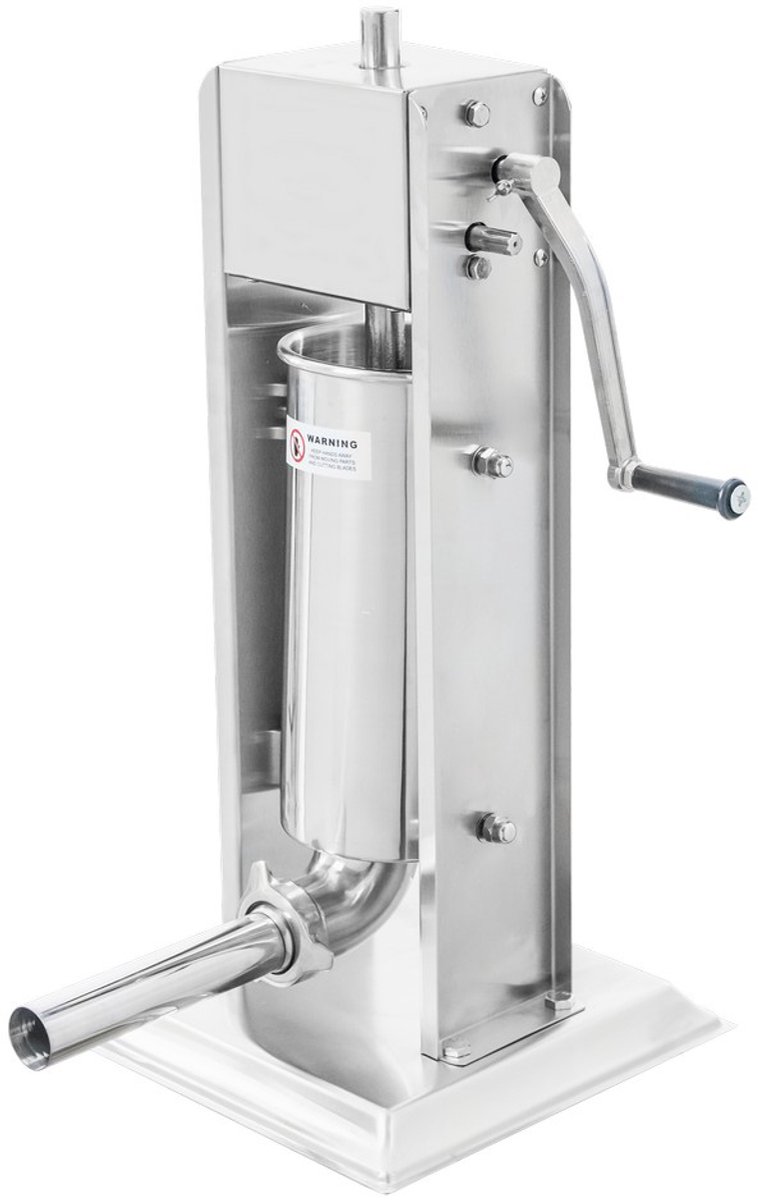 Mega-M Professionele Verticale Worstenvuller - 5 Liter - RVS - Handmatige Worstmachine - Inclusief 4 Vulpijpen - Voor Ambachtelijke Slagers en Thuisgebruik