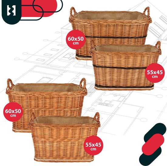 KOTARBAU Panier Osier, 60x50 cm, Buche, Naturel, Bicolore, Anse