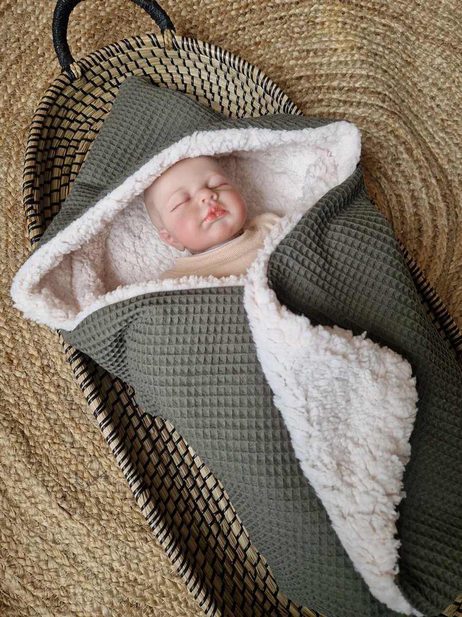 Wikkeldeken - Omslagdoek - Badcape - Roest Bruin - Teddy - 70x70cm / Baby Creaties