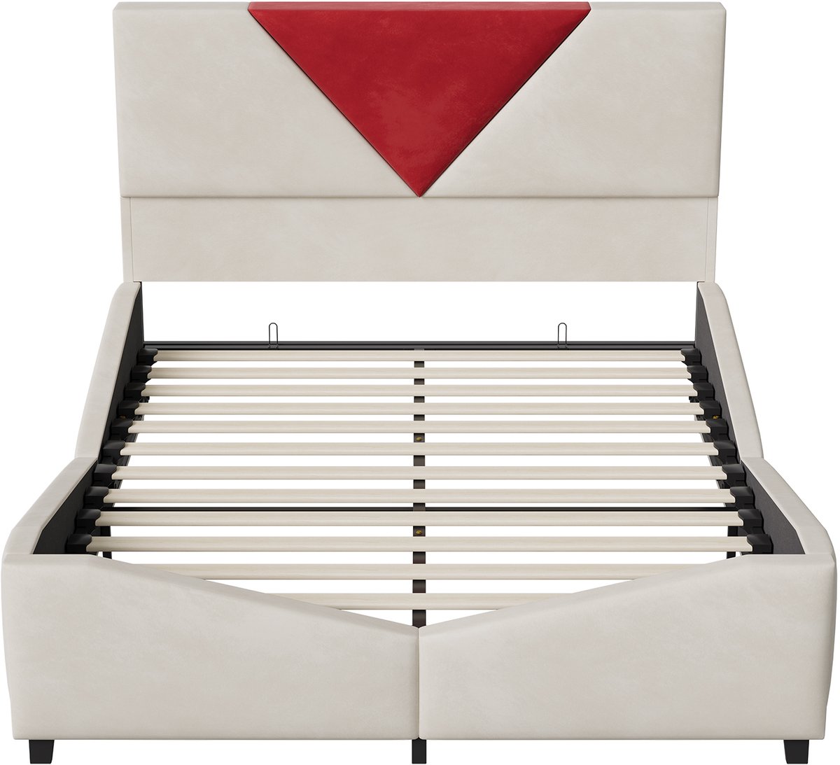SHOPENTRA Tweepersoonsbed 160x200 cm met Opbergruimte en Velours Hoes - afbeelding 3