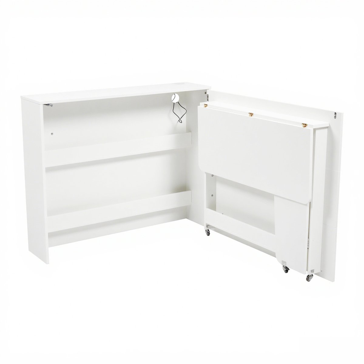 Aafinity Opklapbaar Bureau Met Wielen En Draadloze Oplader – Wit Dressoir – Dressoirkasten – Kastorganizer – 2-in-1 Tafelblad 115×27×93 Cm — cadeau in Cadeau-ideeën - foto 6
