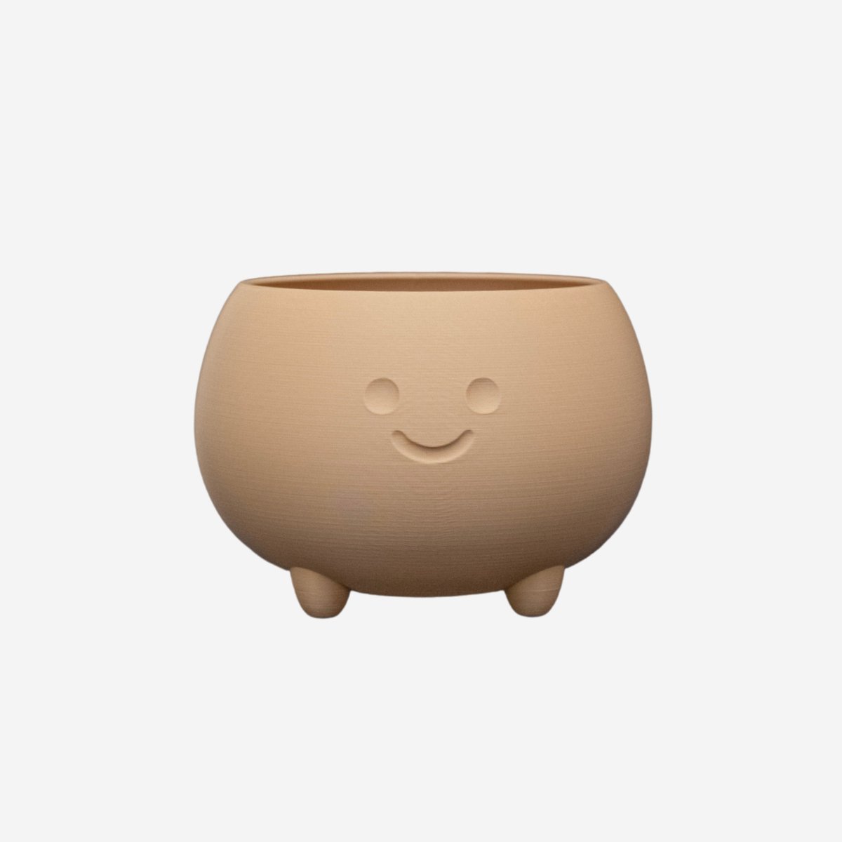 PlantjeKop Bloempot met gezicht – Vrolijke design bloempot – Cartoonbloempot – Geschikt voor kamerplanten – 100% waterdicht – rond 10 cm – Planten met karakter – Beige | BollieKop