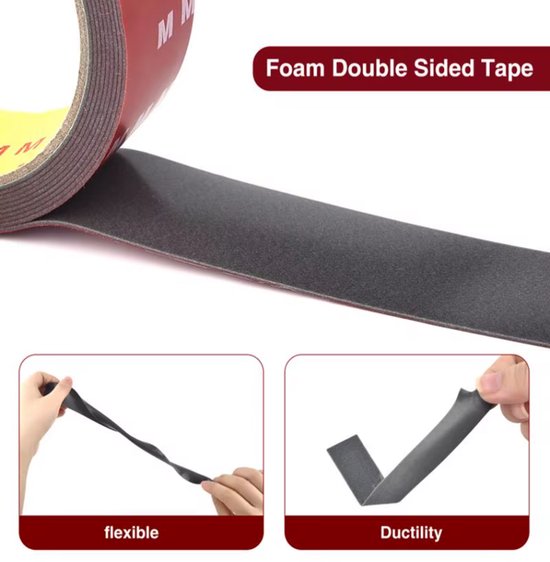 2-pack Zwarte Dubbelzijdige Schuimtape – 10m X 20mm – Waterdicht En UV-bestendig – Voor Binnen En Buiten