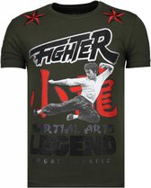 Fighter Legend - Rhinestone T-shirt - Khaki