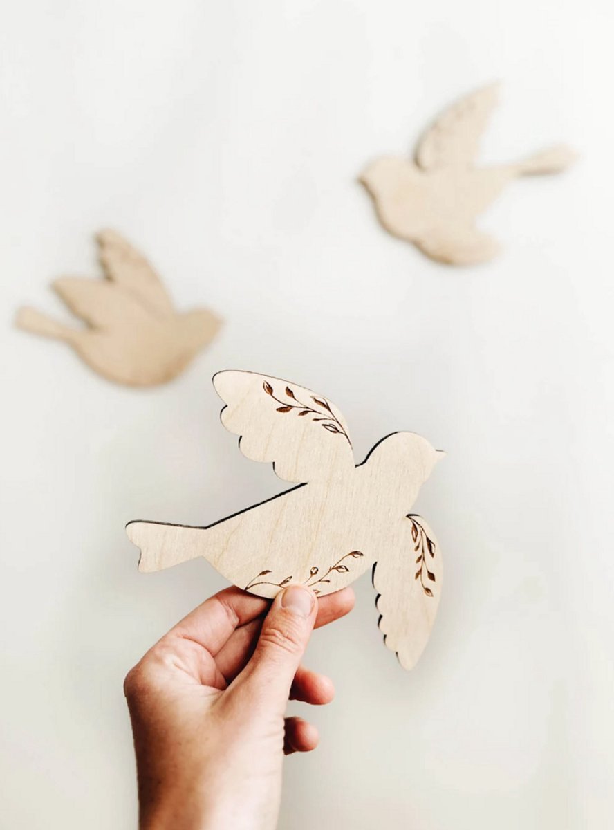 Houten vogels set van 3, kinderkamerdecoratie, kunst aan de muur kinderkamer, bohovogel, kinderkamer, babykamer