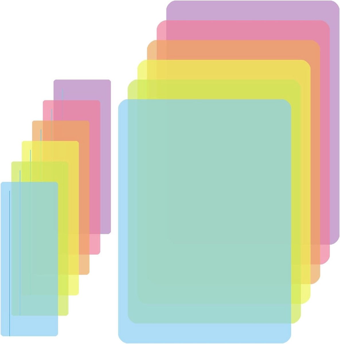 12 stuks compensatietools voor dyslexie - A4 gekleurde overlays en leeslinialen - liniaal voor irlenssyndroom