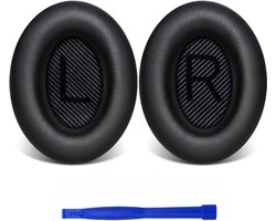 Lederen Set Oorkussens Geschikt Voor Bose Koptelefoon QuietComfort 35, QC35/QC35II/QC25/QC15/Soundtrue/Soundlink Around-Ear II AE2 headphones, Vervangende Kussens Voor Hoofdtelefoon - Zwart - 1 Paar