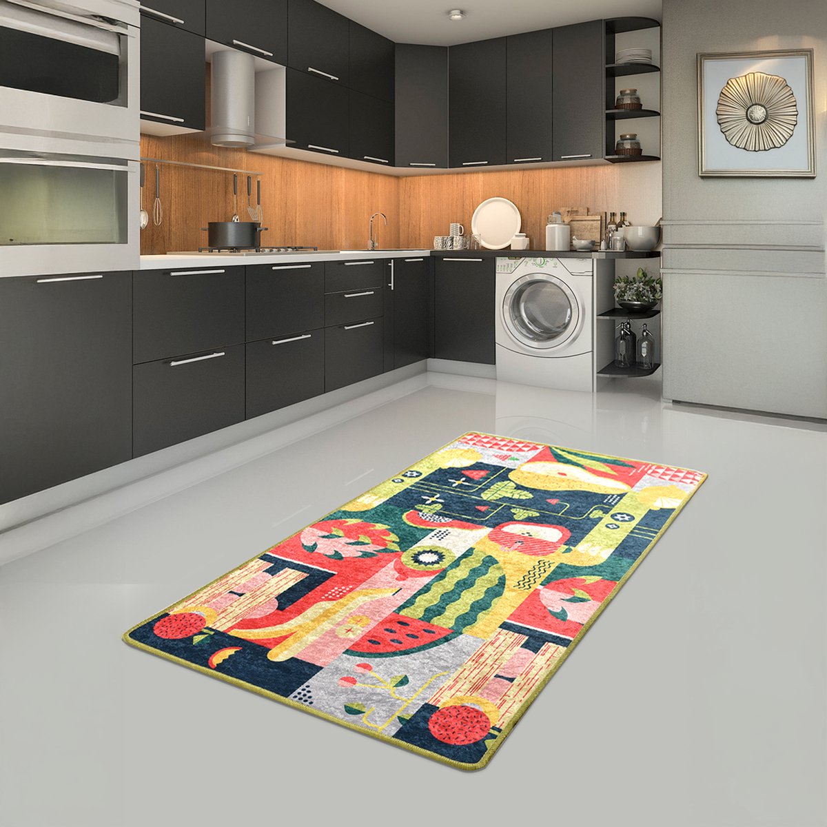 Bosdela Keukenkleed vruchten 80x120 cm Wasbare keukenkleden - Vloerkleden - Keukentapijten - Keukenmatten - Keukenlopers kleurrijk
