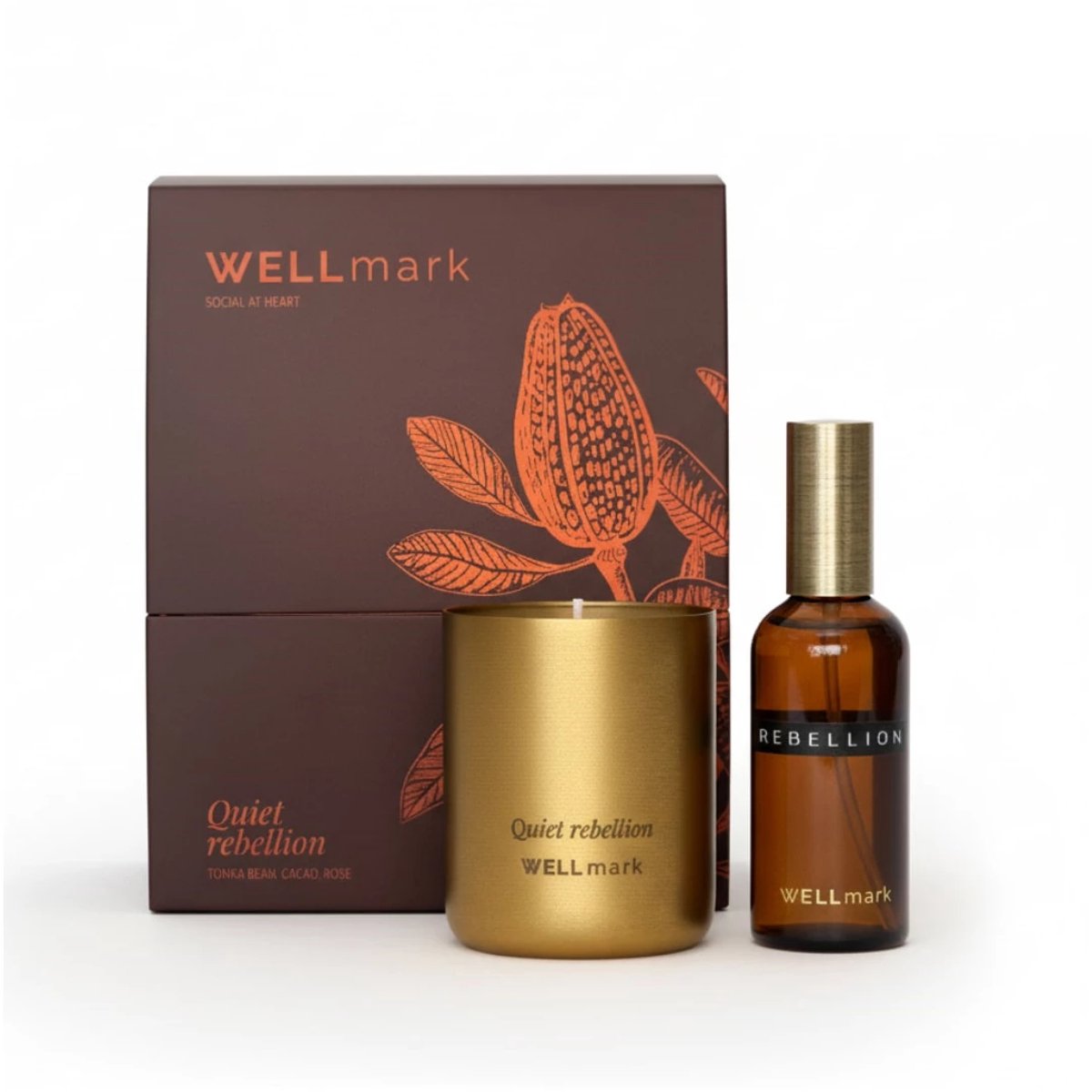 Wellmark giftbox scented duo: roomspray 100ml + kaars 210gr - quiet rebellion burgundy