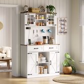 MIVRAY Buffetkast - Ledverlichting Met Kleurkeuze En Laadpoorten - Voor Keuken En Koffiebar - MDF - Bruin En Wit