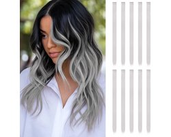 10 stuks - Premium Hair Extensions - 55 cm - Hairextensions - Extension - Haarstuk - Clip-in haarstukjes - Hittebestendig synthetisch haar - Haarverlenging - Haren Vrouw - Haarstukje - Voor vrouwen en meisjes - Grijs