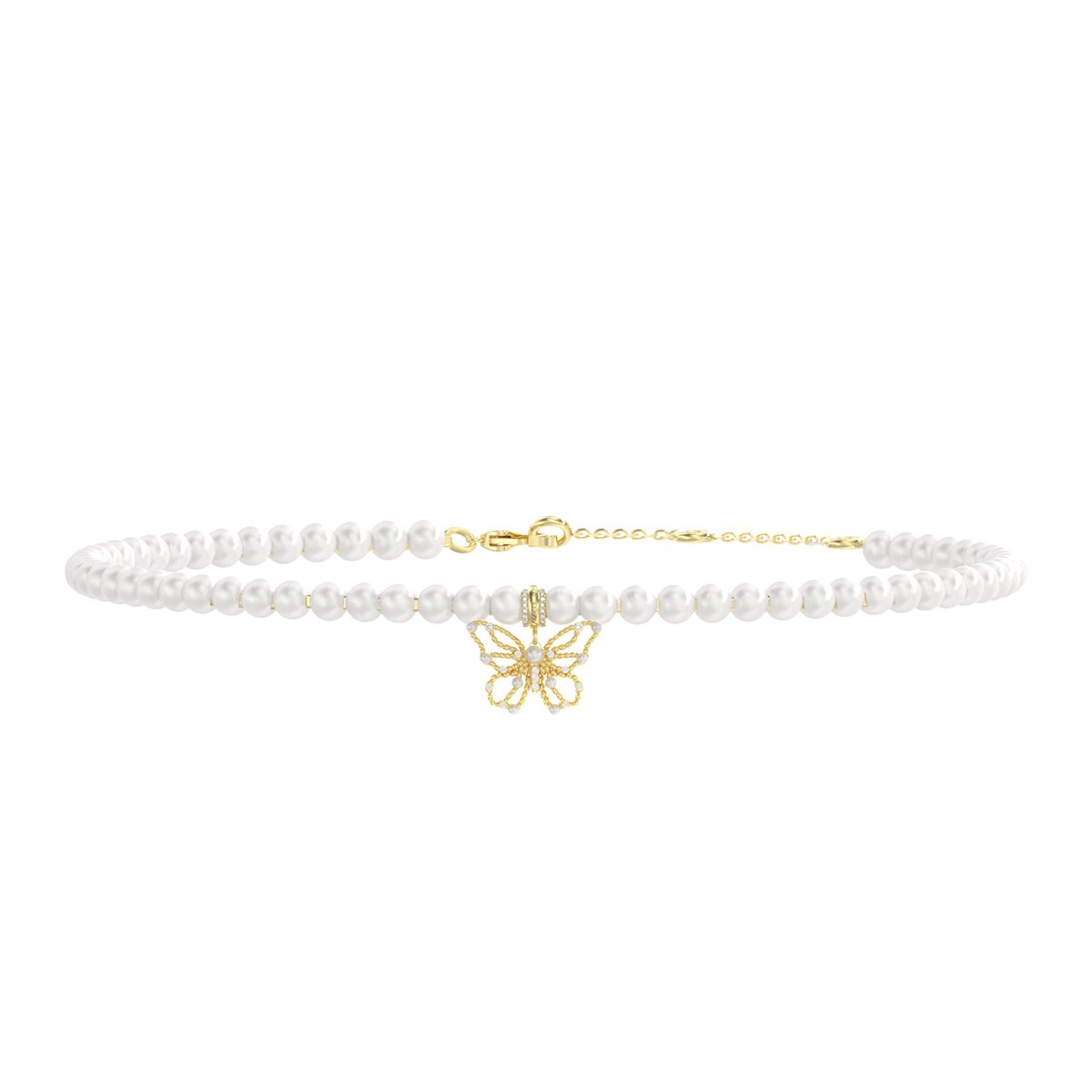 Guess Jewellery JUBN06122JWYGT-U Choker Parel Collier Goudkleurig