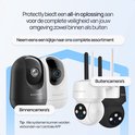 Zwarte en witte binnen- en buitenbeveiligingscamera's van Protectly met antennes.