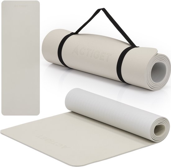 Actiget® Yogamat - Extra Dik - Inclusief Draagriem - 183 x 61 x 0.6 CM - Beige - TPE