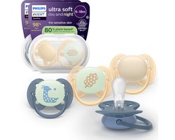 Philips Avent Ultra Soft Nighttime – 6 tot 18 maanden - Glow-in-the-dark fopspeen - 4pack -SCF094/10 - 10 stuks