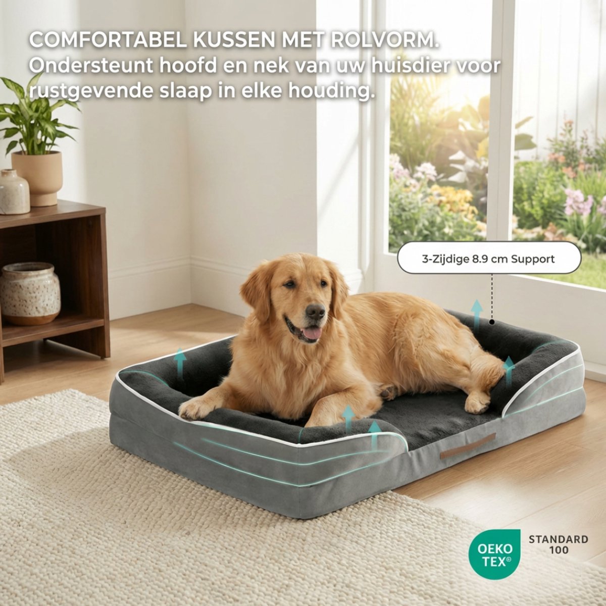 HomeBlend hondenmand L 89 x 63 cm met losse matras thumbnail 5