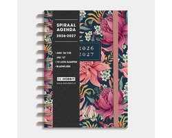 Hobbit - Ringband Agenda - 2026-2027 - Spiraal Agenda - 1 week op 2 pagina's - Harde Kaft - B6 (17,5 x 13,5 cm) - Tropische Bloemen