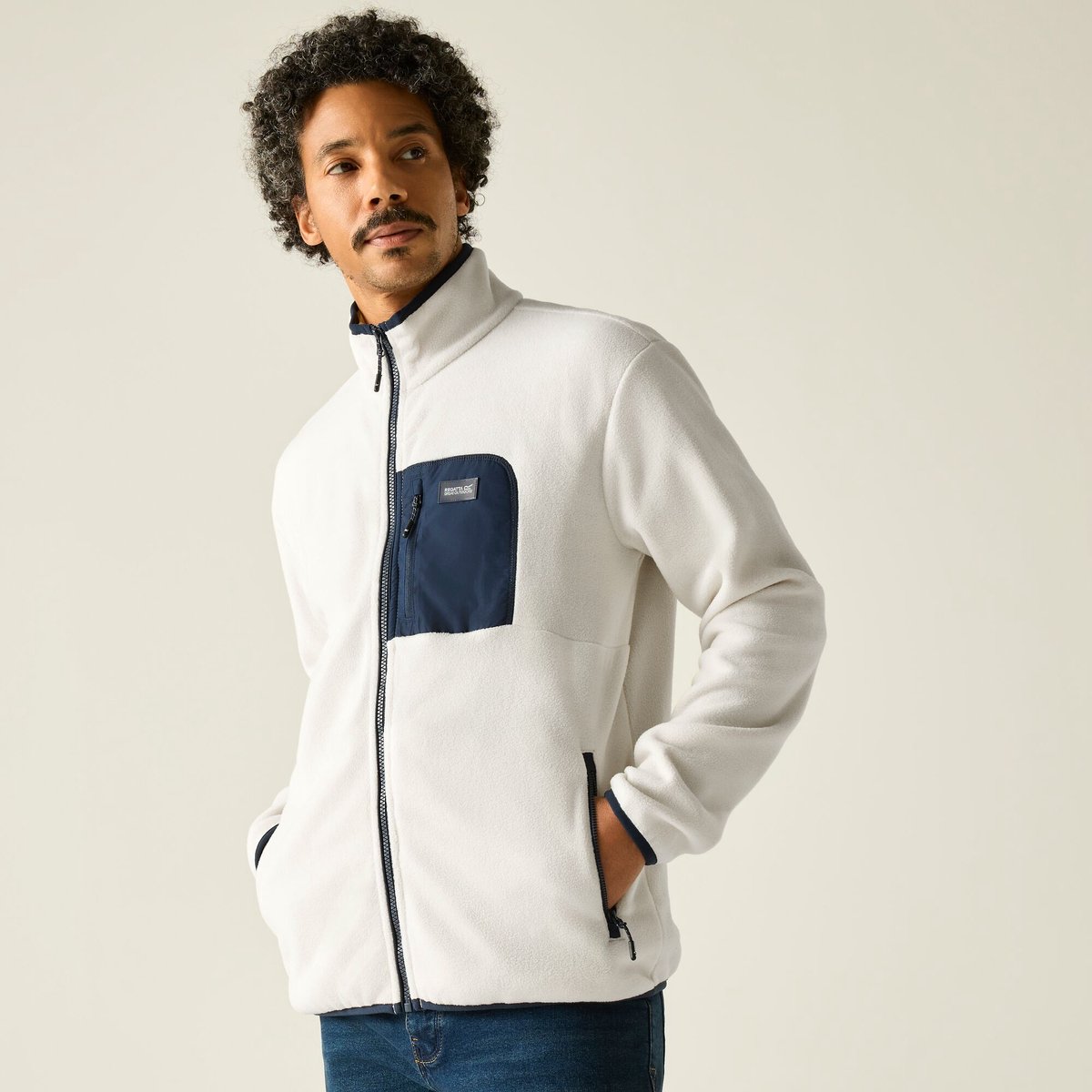 Frankie fleece fleece voor heren met volledige ritssluiting Beige
