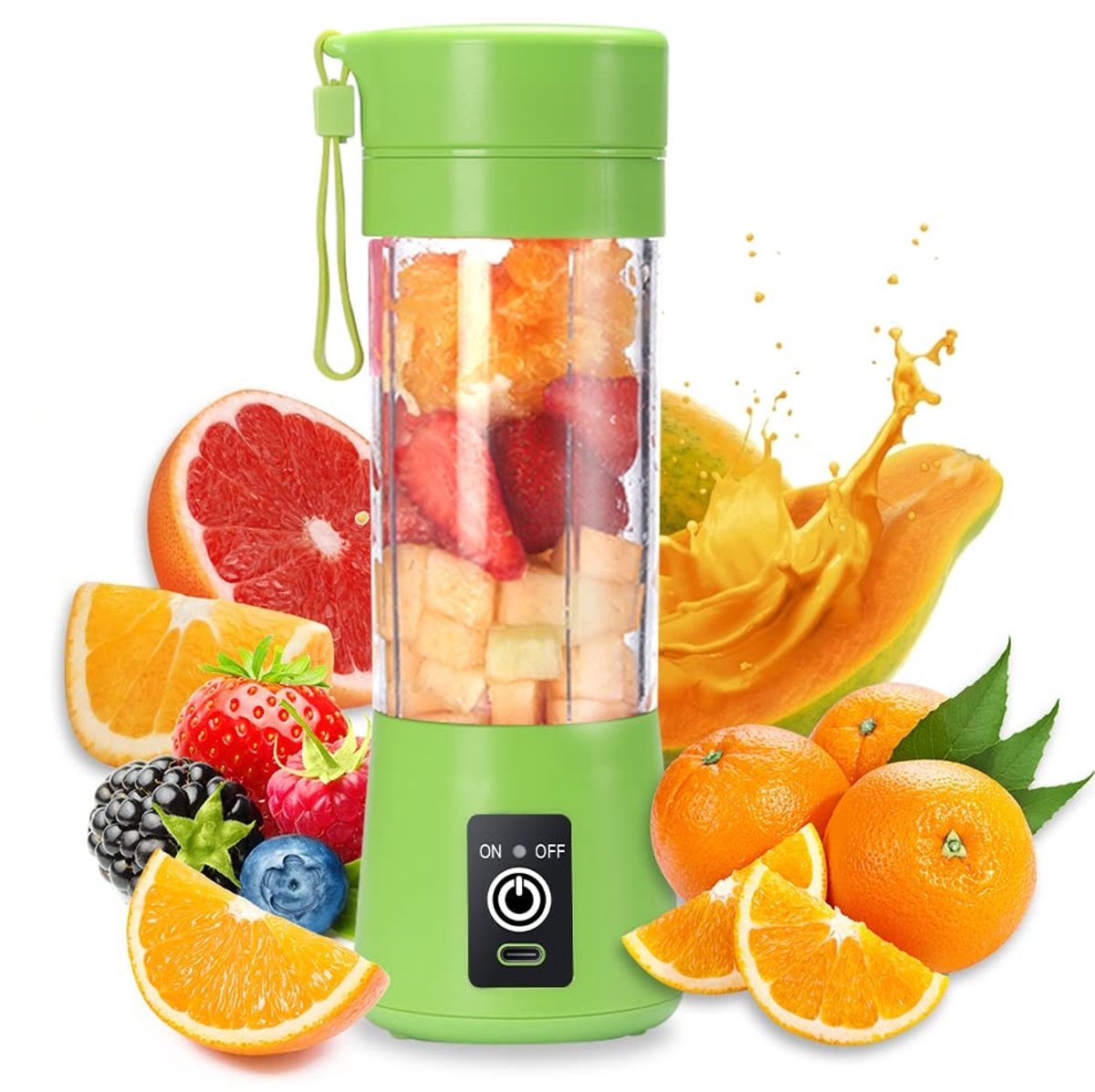 Ynkkvre - Mini-Mixer - Smoothie Maker - Draagbaar Met 6 Klingen En USB-Oplaadbare Batterij - 1 Stuk - Voor Thuis En Onderweg Groente