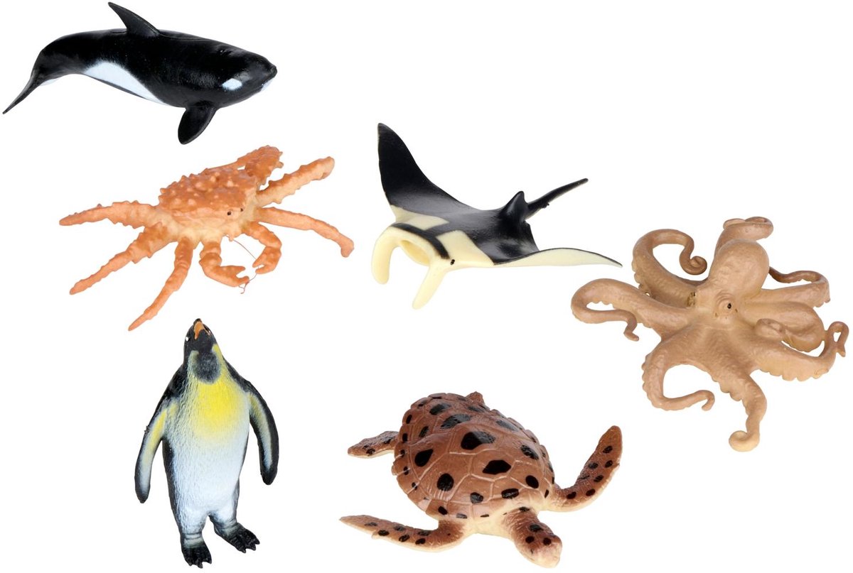 Eddy Toys Oceaan Dieren Speelset - Zee Dieren Speelset met 6 Realistische Zeedieren - Oceaan Speelgoed Kinderen vanaf 3 Jaar - Educatief Dieren Speelset Oceaan voor Fantasievol Spel