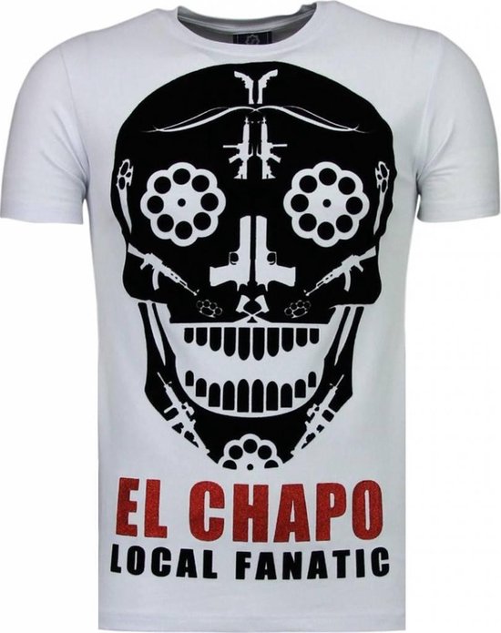 El Chapo - Flockprint T-shirt - Wit