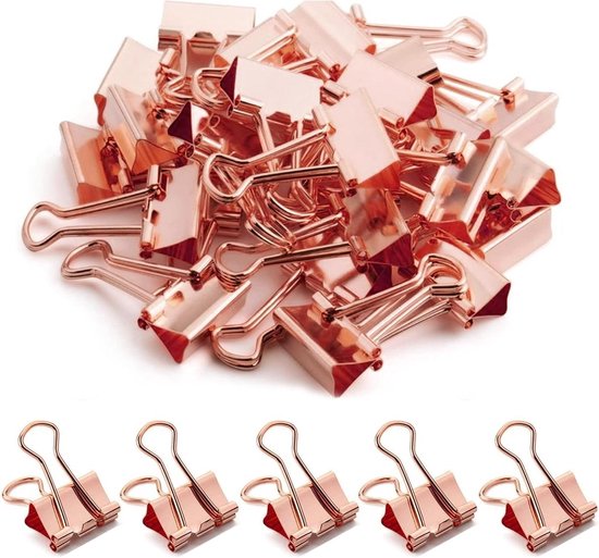 100 stuks metalen paperclips 19 mm - roségoud - documenten binders ...
