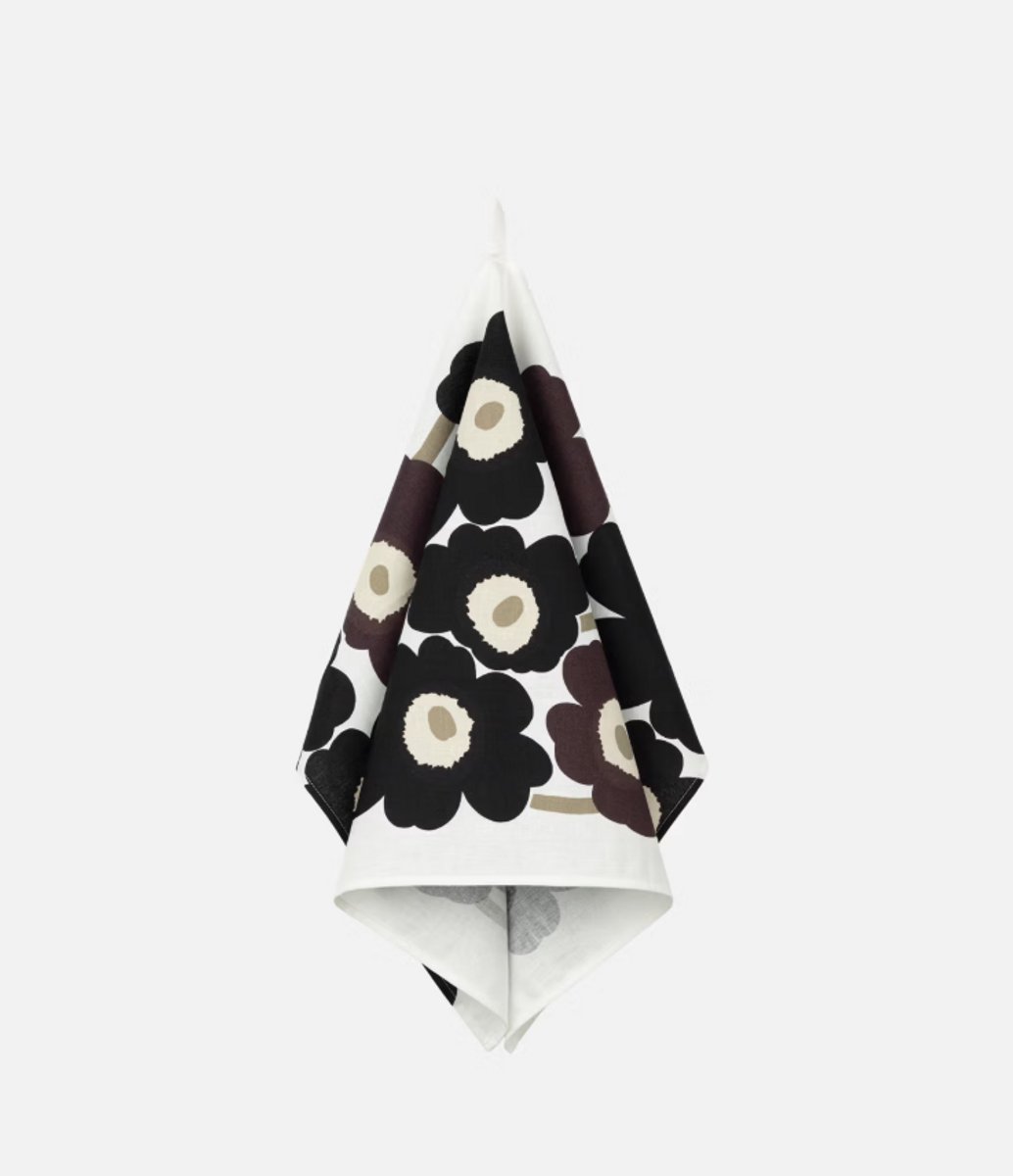 Marimekko - Unikko Keukenhanddoek - 1 stuk - Zwart/Wit/Beige