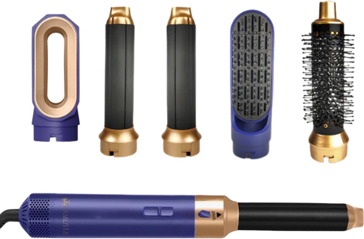 Qualista Multistyler - Blauw - 1000 Watt - 5 opzetstukken - krultang 5 in 1 - airwrap