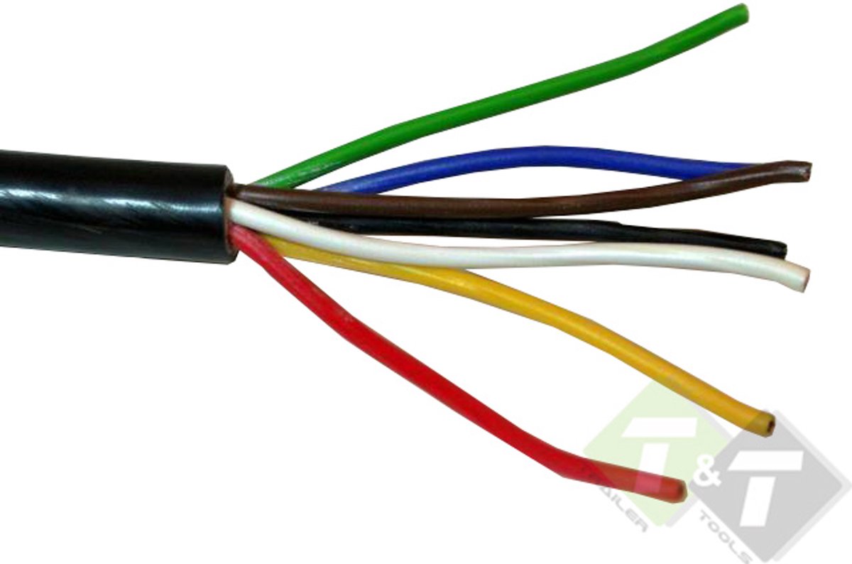 verlichtingskabel - 1.5 mm - 7 aderig - stroomkabel - aanhangerkabel - aanhangwagen kabel