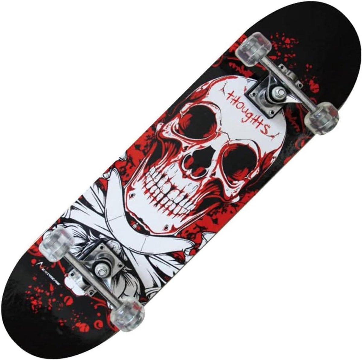 Skateboard met Antislip Oppervlak en Doodshoofd Design Rood