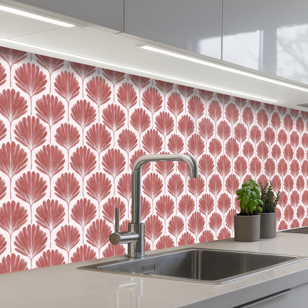 Keuken achterwand 500x80 cm - Spatscherm zelfklevend Waaier - Motief - Terra - Muurbeschermer - Spatwand fornuis