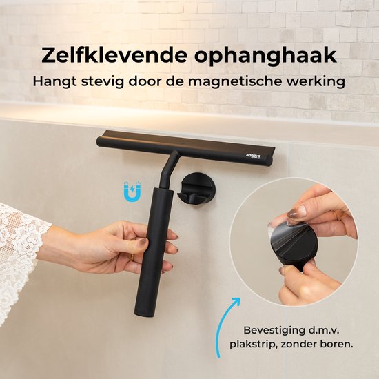 Raclette de douche extensible Sanova - Zwart - Raclette de sol avec poignée - Raclette de sol - Douche douche et salle de bain