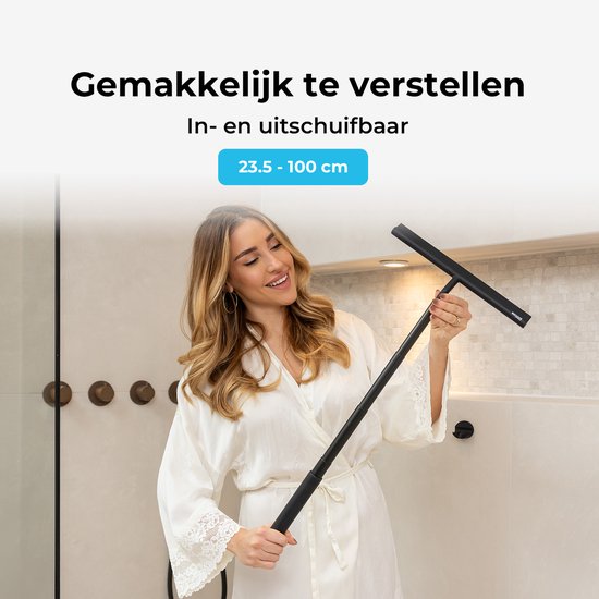 Sanova Luxe Douchewisser - Zwart - Vloertrekker met steel - 40 cm