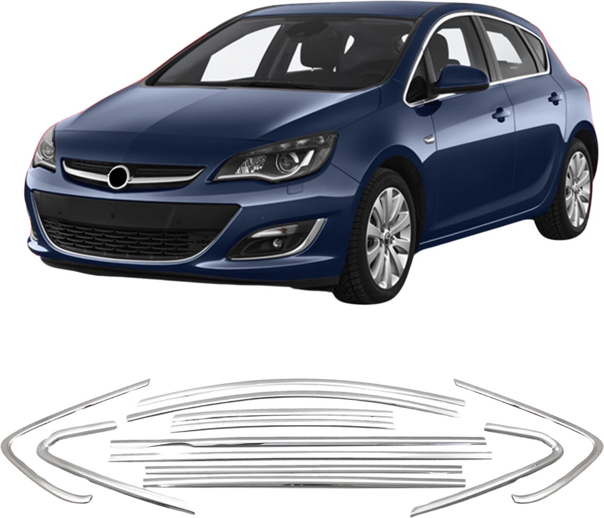 Zijruitlijsten van roestvrij staal met chroomafwerking voor Opel Astra J 2010-2019
