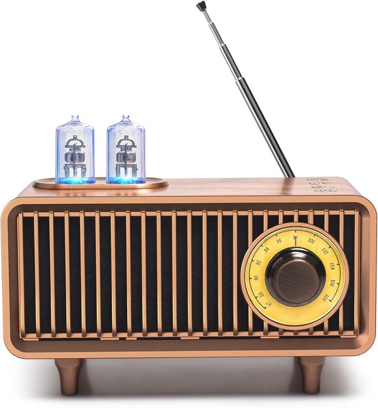 Vintage Retro Bluetooth Speaker Draagbaar met Diepe Bass, FM Radio, USB, AUX, TF-kaart, 9 uur speeltijd