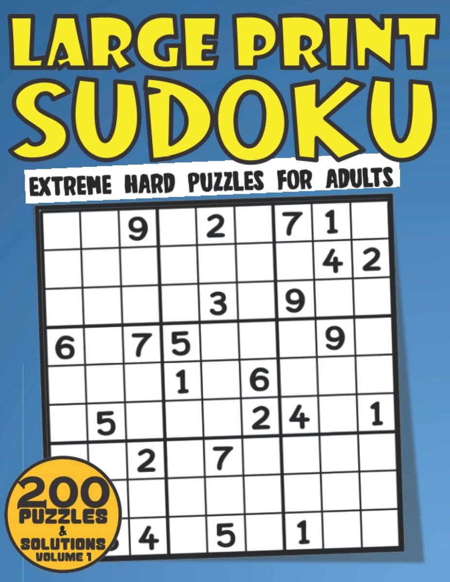 200 Moeilijke Sudoku Puzzels in Groot Formaat voor Volwassenen met Oplossingen
