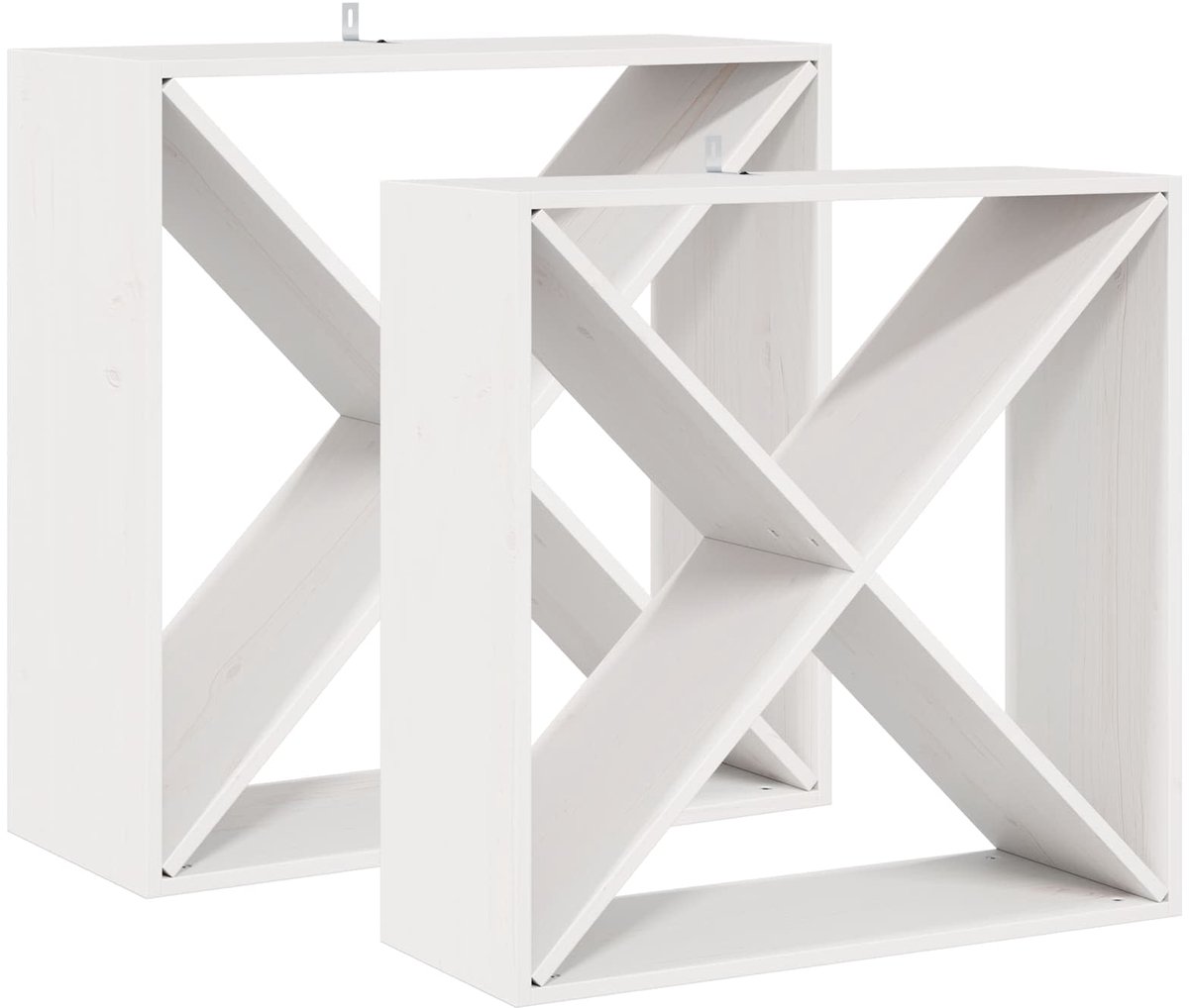vidaXL - Wijnrek - 2 - pcs - Wit - 62 - x - 25 - x - 62 - cm - Massief - grenenhout