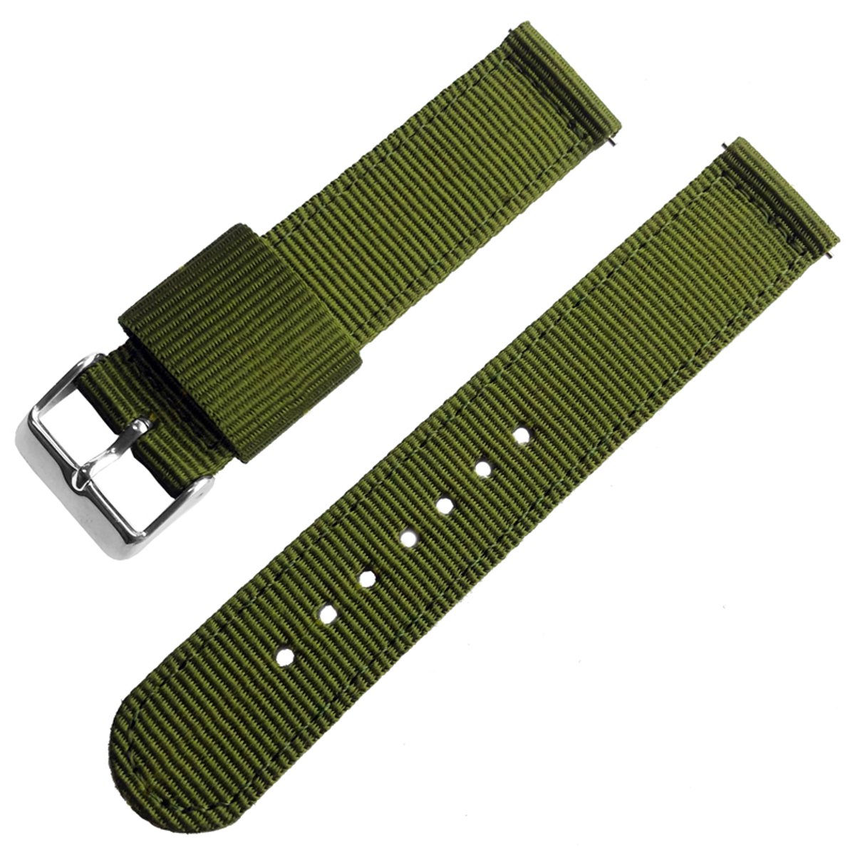 Two Piece NATO RAF Tweedelige NATO Horlogeband Nylon Legergroen 18mm