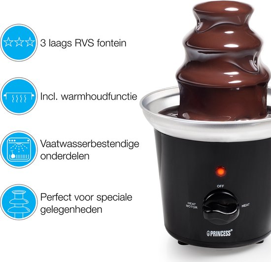 Jago® Schokoladenbrunnen 275W - 3 Etagen, Max. Kapazität 1 kg Schokolade, Edelstahl, Spülmaschinengeeignet, Silber Jago® Schokoladenbrunnen 275W - 3 Etagen, Max. Kapazität 1 kg Schokolade, Edelstahl, Spülmaschinengeeignet, Silber