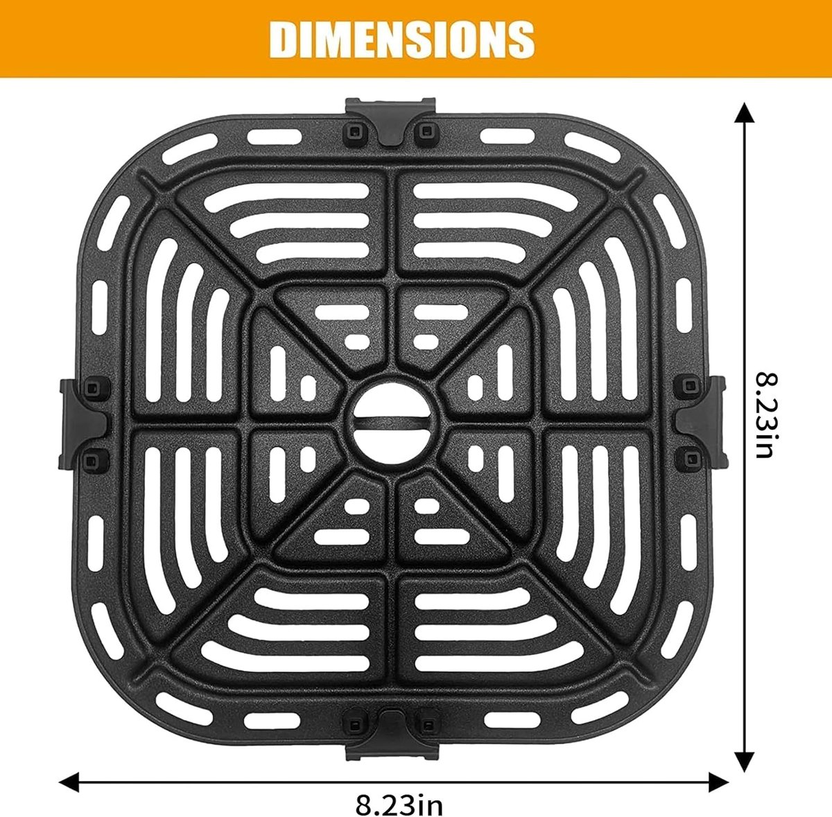 Vierkante Airfryer Grillpan 21x21 cm - Non-stick Crisper Plaat Accessoire met Rubberen Bumpers