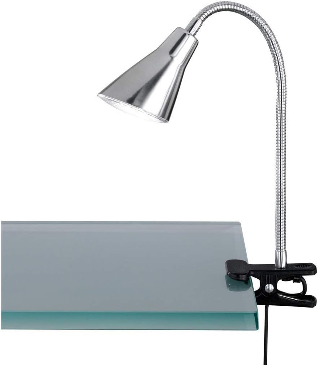 LED Klemlamp met Flexibele Arm - Nikkel Kleur - Verstelbare Leeslamp